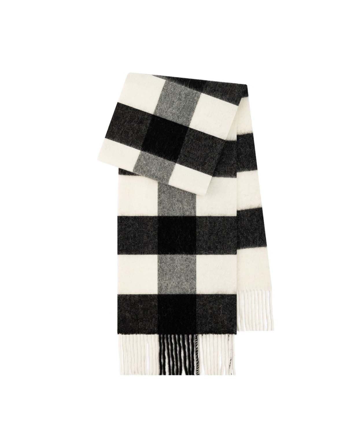 Fluffy Check 100PCT Wool Scarf-s15